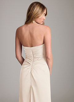 Azazie Lucille Bridesmaid Dresses White Alabaster Mermaid Strapless Stretch Satin Convertible Dress image7