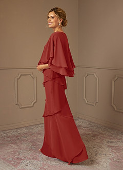 Azazie OHara Mother of the Bride Dresses Terracotta A-Line V-Neck Chiffon Dress image2