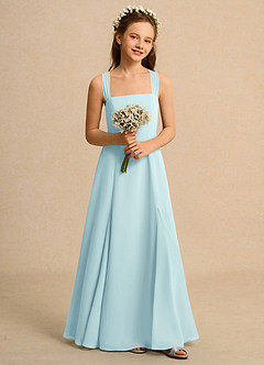 Azazie Tater Girls Formal 플라워 걸 드레스 A라인 플리츠 쉬폰 플로어 길이 드레스 image4