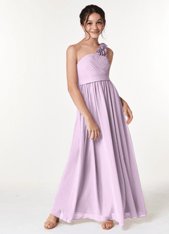 Azazie Flower Junior Frosted Lilac A-Line Pleated Chiffon Dress image3