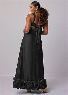 Barbie ♥ Azazie Bridesmaid Dresses Black A-Line with Pockets Stretch Satin Dress image7