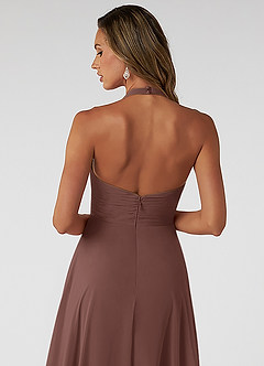 Azazie Tessie Bridesmaid Dresses Espresso A-Line V-Neck Pleated Chiffon Dress image4