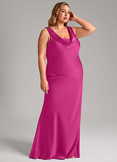 Azazie Rylina Bridesmaid Dresses Fuchsia Mermaid Stretch Satin Dress image10