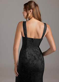 Azazie Denice Vestidos de madrinha de casamento Vestir Preto de Esgotamento Floral de Linha A com Plissado image2