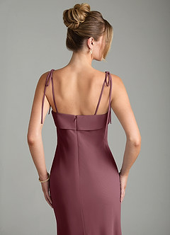Azazie Ellia Bridesmaid Dresses Sangria Sheath Bow Chiffon Dress image2