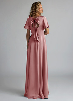 Azazie Kimber Robes de demoiselle d'honneur Robe Trapèze en Satin extensible Rayé Rose Poussiéreuse image2