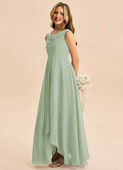 Azazie Mannie Junior Linia A Pofałdowany Szyfon Asymetryczny Młodsza druhna Sukienka image4