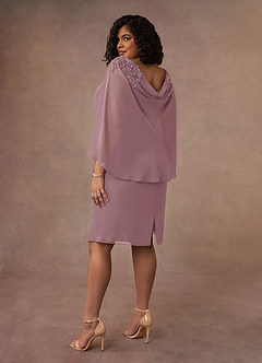Azazie Carmela Mère de la mariée Robes Robe Fourreau en Mousseline de soie Dentelle Rose Poussiéreuse image10