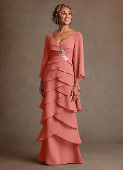 Azazie Arabinda Suknie dla Matki Panny Młodej Osłona Marszczony Szyfon Długość podłogi Sukienka image4