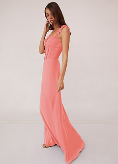 Barbie ♥ Azazie Bridesmaid Dresses Coral A-Line Sweetheart Neckline Chiffon Dress image4
