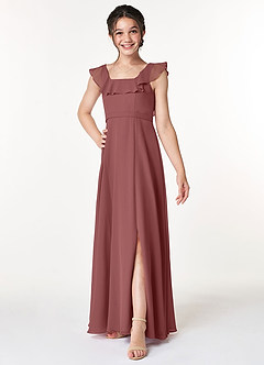 Azazie Jinny Junior Amethyst A-Line Ruched Chiffon Dress image3
