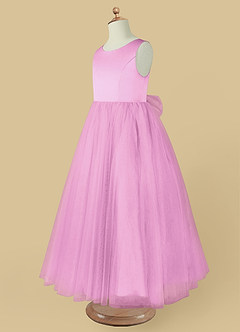 Azazie Muni Flower Girl Dresses Candy Pink A-Line Bow Tulle Dress image4