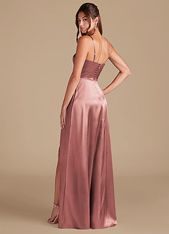 Azazie Halsey Vestidos de damas de honor Vestido de Rosa Polvorienta de Satén Metálico de Corte en A con Corte Lateral image6