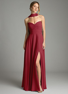 Azazie Ayla Abiti da Damigella Abito A-Line in Chiffon Scollo a Cuore Melograno image7