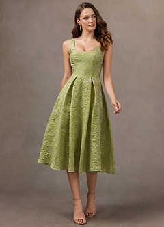 Midi jurk Lauren Licht Chartreuse image1