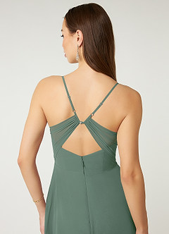 Azazie Minie Bridesmaid Dresses Eucalyptus A-Line Bow Chiffon Dress image7