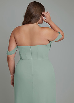 Azazie Johana Robes de demoiselle d'honneur Robe Sirène Convertible en Mousseline de soie Épaules dénudées Sauge D'argent image14
