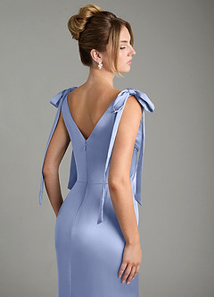Azazie Alena Vestidos de damas de honor Vestido de Hielo de Satén Elástico de Corte Sirena con Plisado image11