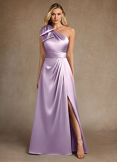 Azazie Easton Mother of the Bride Dresses Frosted Lilac A-Line One Shoulder Stretch Satin Dress image1