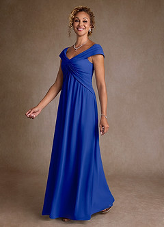 Azazie Myrtle Kleider für die Brautmutter A-Linie Plissee Chiffon Kleid Königsblau image4