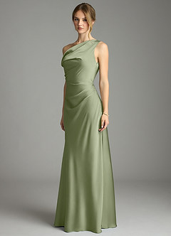 Azazie Emerson Brautjungfernkleider Meerjungfrau-Linie Schulterfrei Stretch-Satin Kleid Pistazie image4