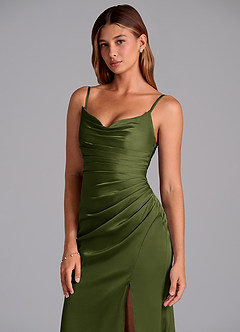 Azazie Claudelle Suknie dla druhen Syrena Bez ramiączek Satyna elastyczna Do ziemi Sukienka image2