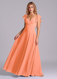 Azazie Leilani Bridesmaid Dresses Sunset A-Line Pleated Chiffon Dress image1