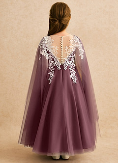 Azazie Dandelion Blumenmädchenkleider Ballkleid Spitze Kleid Sangria image2