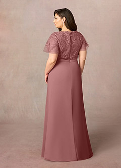 Azazie Singer Mother of the Bride Dresses Desert Rose A-Line V-Neck Lace Chiffon Dress image9
