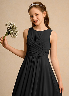 Azazie Ducky Girl Flower Girl Dresses Black A-Line Pleated Chiffon Dress image3
