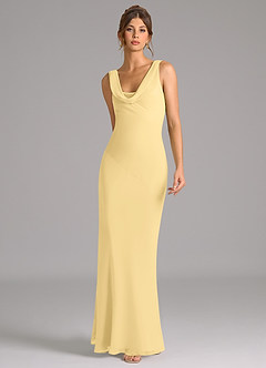 Azazie Rylina Bridesmaid Dresses Butter Mermaid Pleated Chiffon Dress image4