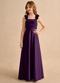 Azazie Rosita Girls Formal Robe Demoiselle D'honneur Fillette Robe Trapèze en Satin extensible Plissée Grain De Raisin image4