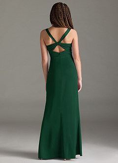 Azazie Mero Junior Dark Green Mermaid Pleated Stretch Satin Dress image5