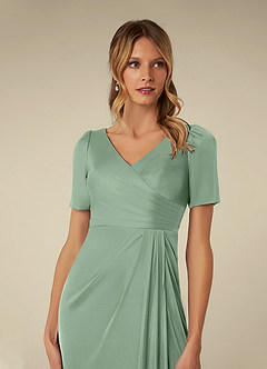 Azazie Bessie Mother of the Bride Dresses Matcha A-Line Pleated Mesh Dress image6