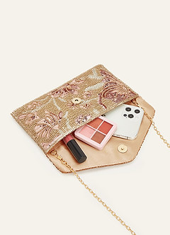front Beaded Sequin Floral Envelope Clutch