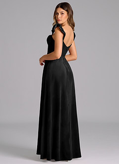Azazie Denisse Robes de demoiselle d'honneur Robe Trapèze en velours Rayé Noir image6