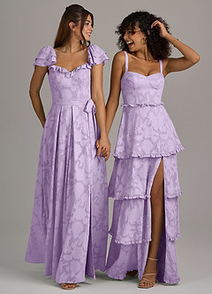 Azazie Romie Bridesmaid Dresses Lilac A-Line Corset Floral Burnout Dress image7
