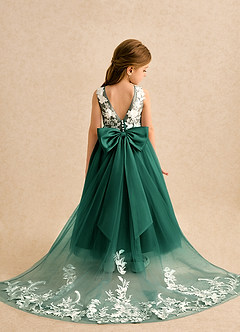 Azazie Mixie 플라워 걸 드레스 볼가운 레이스 발목 길이 드레스 image1