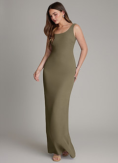 Azazie Hadley Bridesmaid Dresses Willow Green Mermaid Pleated Chiffon Dress image4