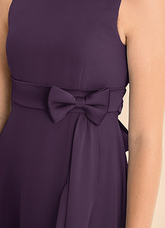 Azazie Lilenne Junior Plum A-Line Bow Chiffon Dress image6