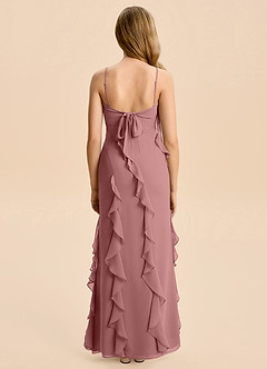 Azazie Phoebe Junior Desert Rose Sheath Ruched Chiffon Dress image2