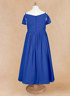Azazie Chelle Flower Girl Dresses Royal Blue A-Line Pleated Chiffon Dress image7