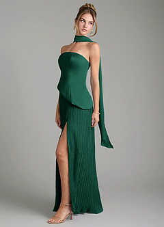 Azazie Tierney Bridesmaid Dresses Emerald A-Line Strapless Chiffon Convertible Dress image8