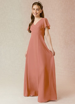 Azazie Induh Junior MAI TAI A-Line Ruched Chiffon Dress image3