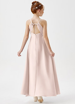 Azazie Avelina Junior Abito A-Line in Raso Elasticizzato Plissettato Rosa Rossore image2