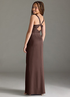 Azazie Mero Junior Ganache Mermaid Pleated Stretch Satin Dress image2