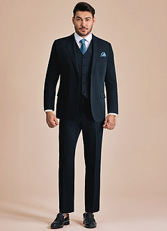 front James Navy Blue Structured Stretch 3-piece suit