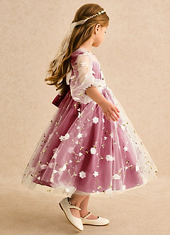 Azazie Elowen Flower Girl Dresses Scarlet A-Line Sweetheart Neckline Lace Dress image6