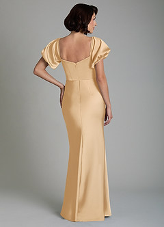 Azazie Lea Bridesmaid Dresses Gold Mermaid Off the Shoulder Stretch Satin Convertible Dress image2
