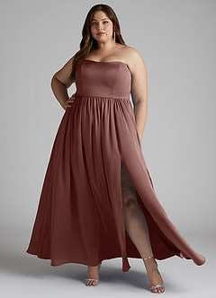 Azazie Morana Bridesmaid Dresses Espresso A-Line Off the Shoulder Stretch Satin Convertible Dress image11